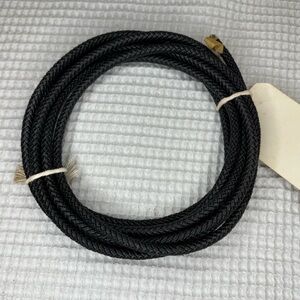 Vintage 4 Yds Black Braided Leather Upholstery Cord 3/8”